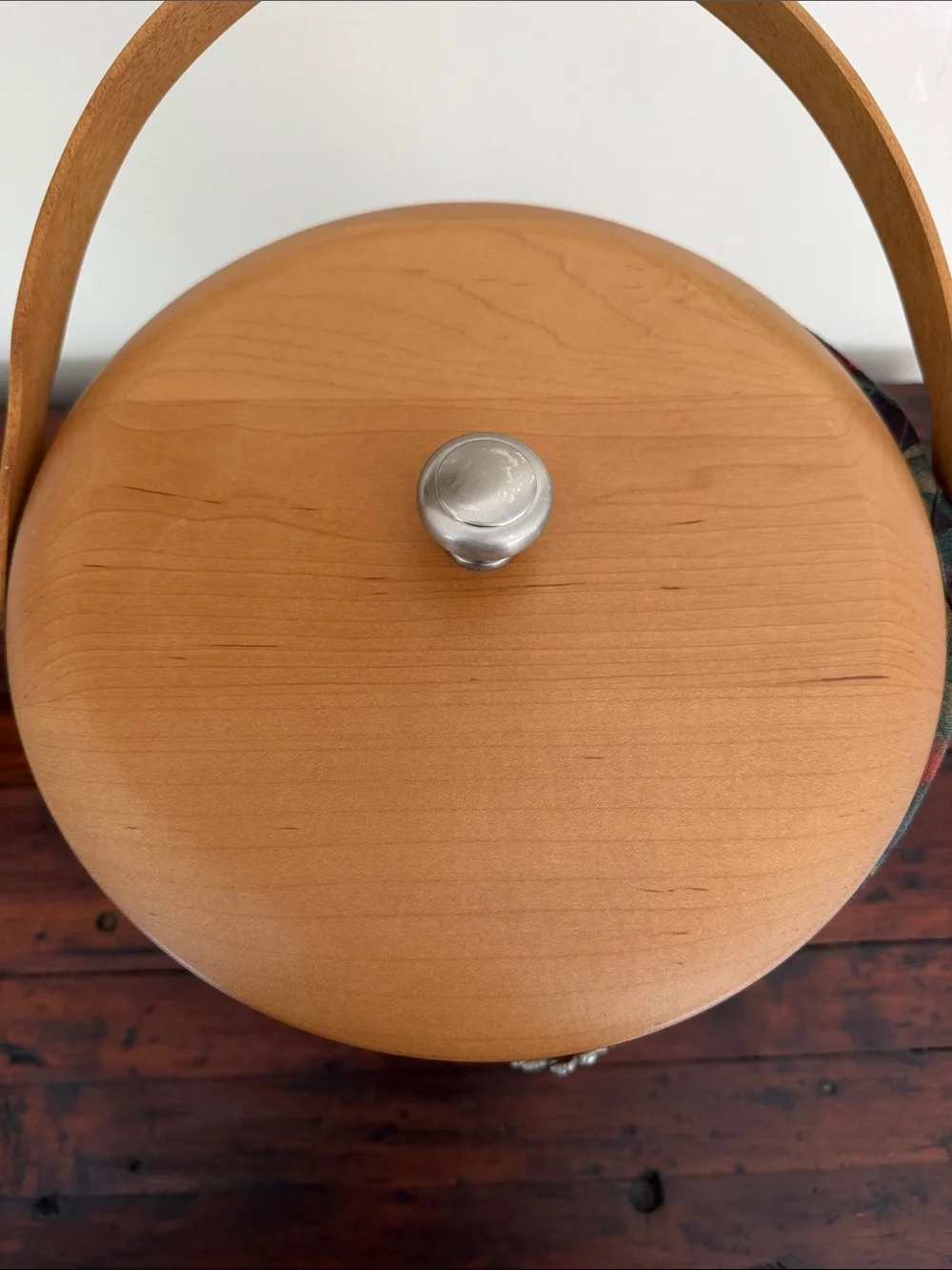 Vintage Longaberger Ice Bucket Basket With Fall Leaves Liner and Leaves Charm.